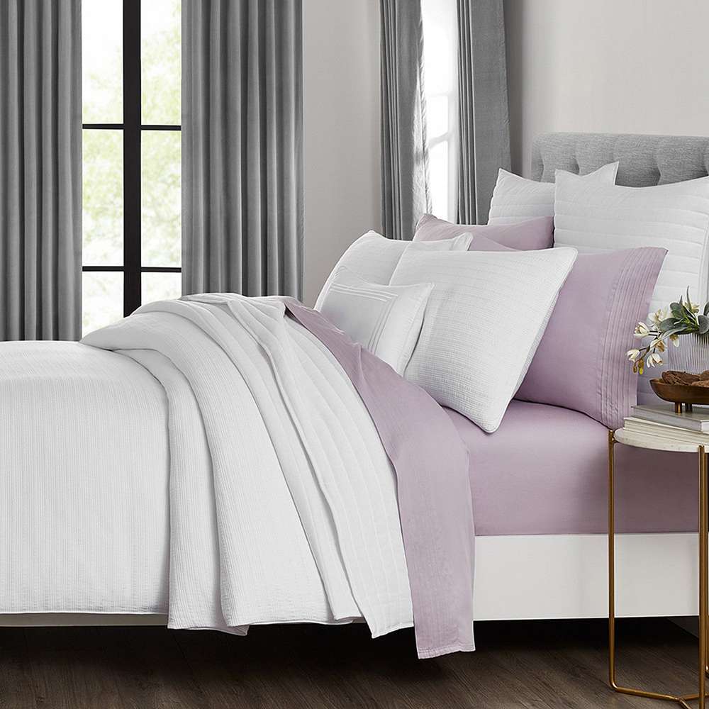 Full/Queen Comforter, Fieldcrest Luxury Stripe Matelasse 3 Piece Set, White-2