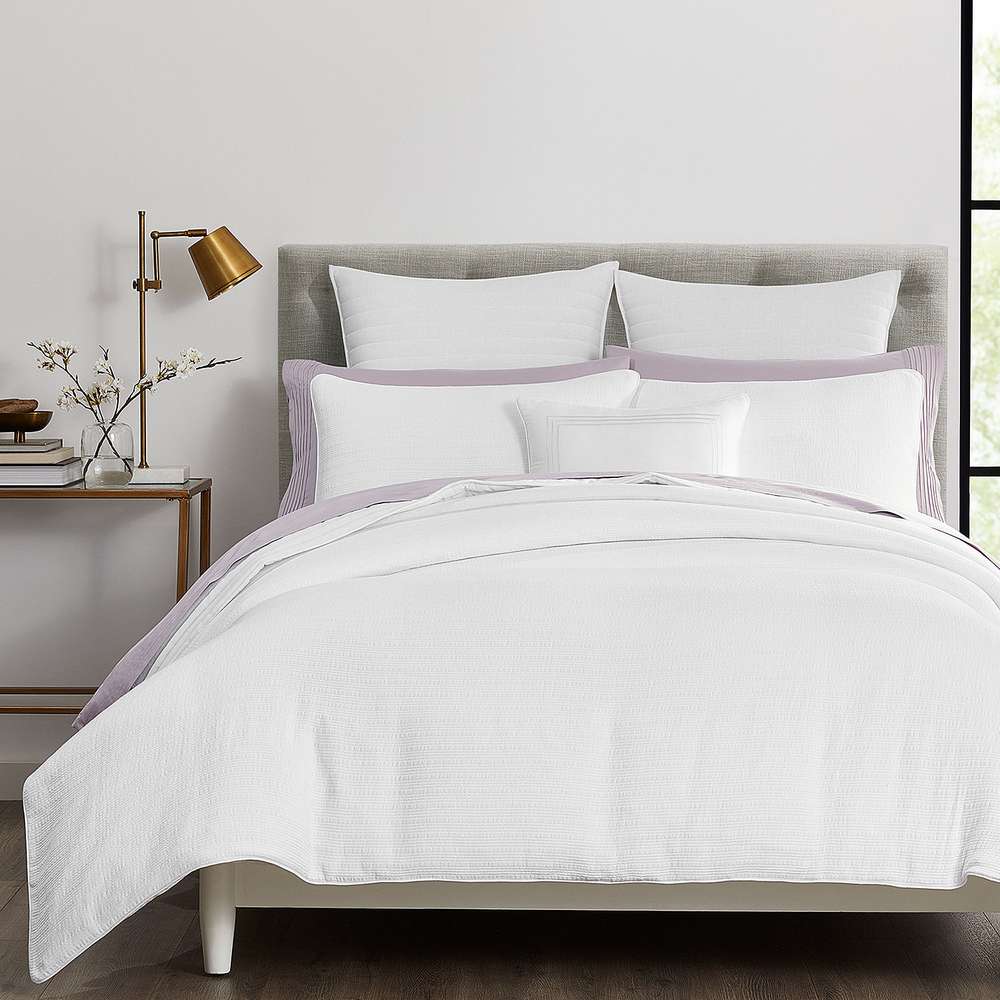 Full/Queen Comforter, Fieldcrest Luxury Stripe Matelasse 3 Piece Set, White-0