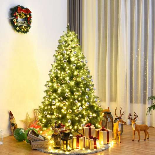 6' Pre-Lit Artificial Pvc Christmas Tree W/ Led Lights & Stand-2