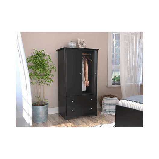 Prepac Sonoma 2 Door Armoire With Drawers, 20.75"D X 28"W X 38"H, Black-4