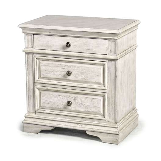 Steve Silver Highland Park Distressed Rustic Ivory Nightstand-2