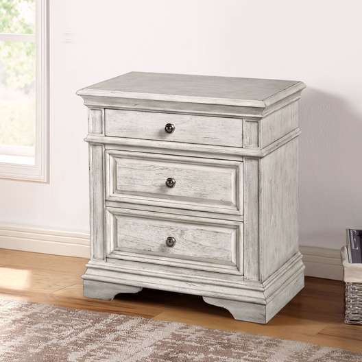 Steve Silver Highland Park Distressed Rustic Ivory Nightstand-0