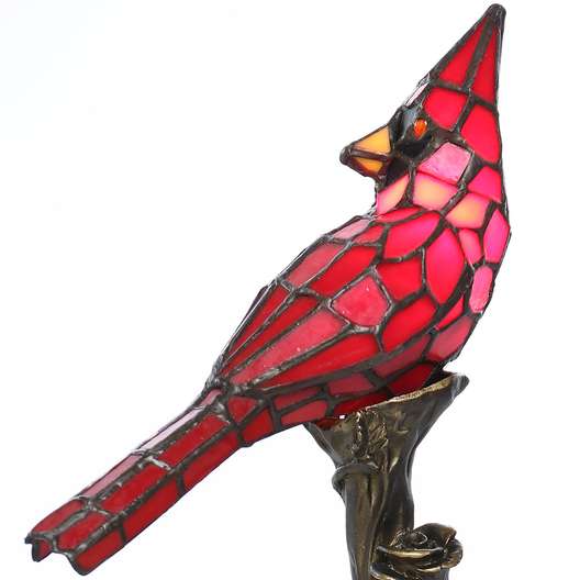 River Of Goods Red Stained Glass 13-Inch Cardinal Accent Lamp - 8"L X 4.5"W X 13.5"H-0