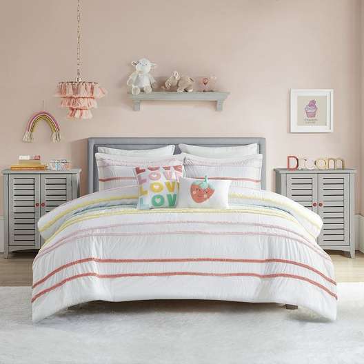 Urban Habitat Kids Mackenzie 4-Piece Pink Twin Cotton Comforter Set With Chenille Trim-0