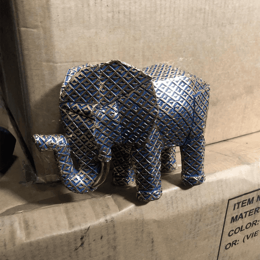 Sagebrook Home Textured Elephant Figurine, Blue/Silver-2