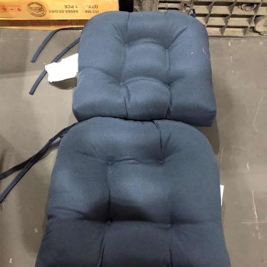 Set Of 2, Blazing Needles U-Shaped Indoor Twill Chair Cushions, Indigo-1