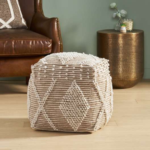 Dereka Contemporary Handcrafted Faux Yarn Pouf-0