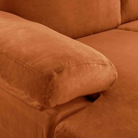 Amanda Modern Velvet Large Sectional Sofa With Gold Legs, Orange-4