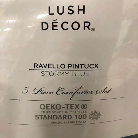 Comforter, Lush Decor Ravello Pintuck 5-Piece Set, Stormy Blue, King-5