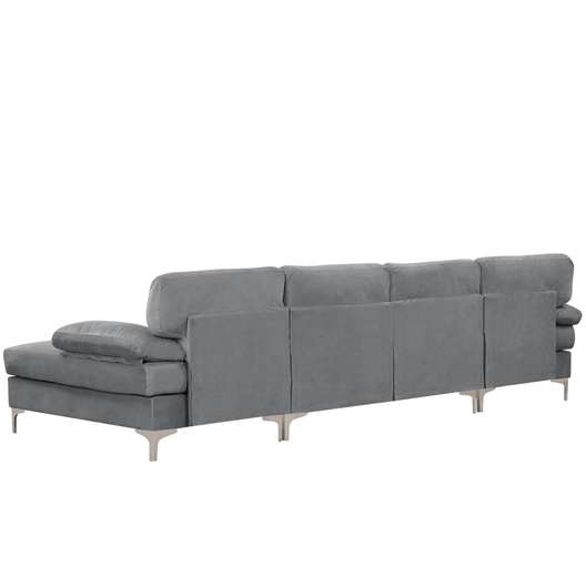 Sofamania Amanda Xl Modern Velvet Oversized Sectional Sofa - Dark Grey-4