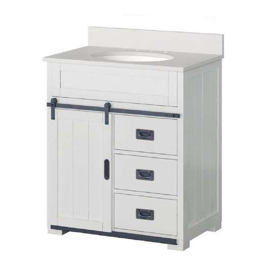 Style Selections Morriston 30" White Undermount Single Sink Bathroom Vanity With White Engineered Stone Top-2