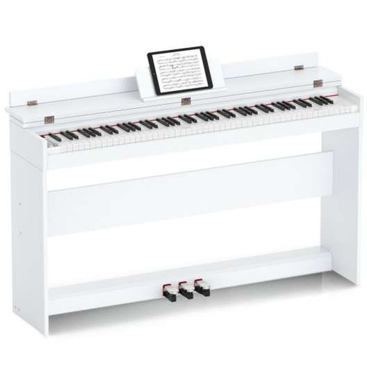 88 Key Full Size Electric Piano Keyboard With Stand 3 Pedals Midi Function, White-2