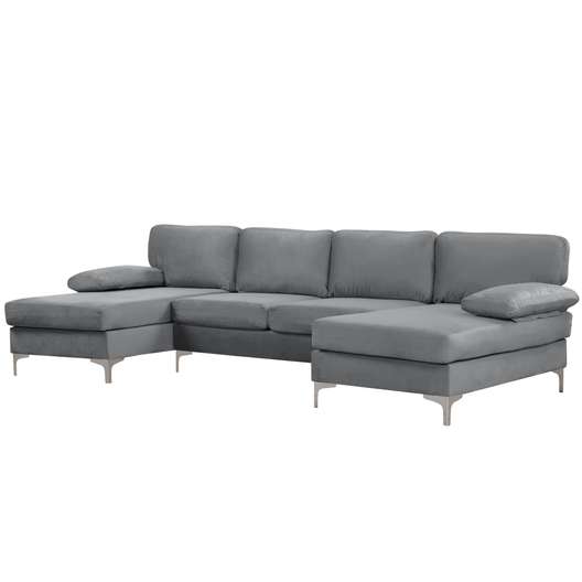 Sofamania Amanda Xl Modern Velvet Oversized Sectional Sofa - Dark Grey-2
