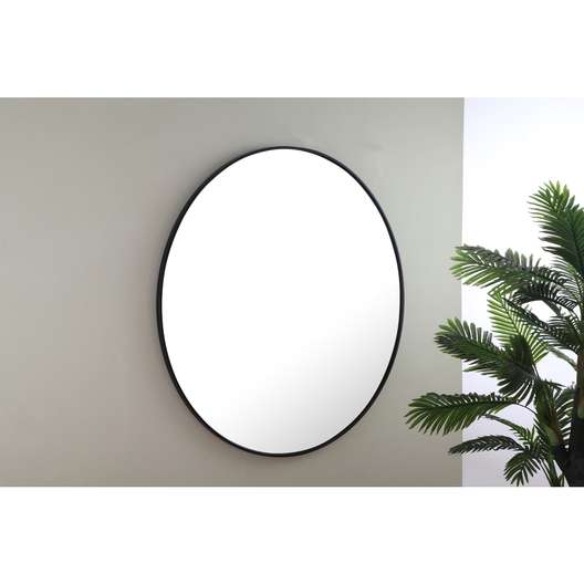 Elegant Lighting Circular Metal Framed Mirror, Black-2