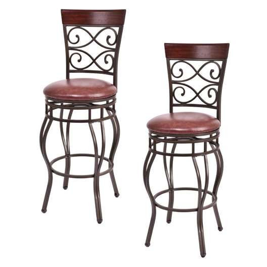 Set Of 2, Costway Vintage Bar Stools 30" Swivel Padded Seat Bistro Dining Kitchen Pub Chair-0