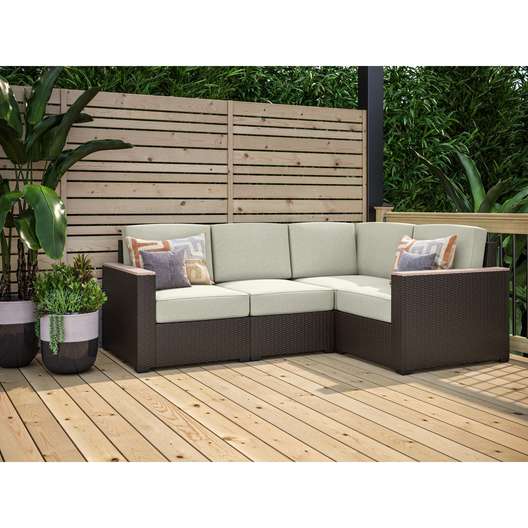 Palm Springs Brown Rattan Outdoor 4 Seat Sectional - 84