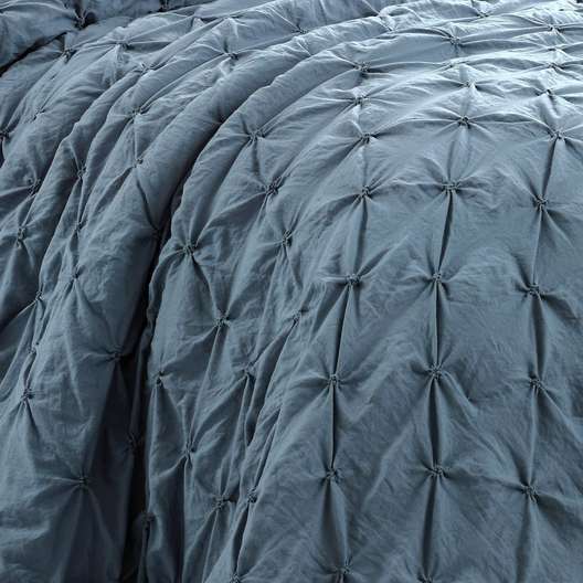 Comforter, Lush Decor Ravello Pintuck 5-Piece Set, Stormy Blue, King-3