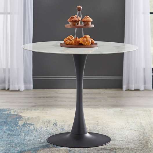 Simple Living Rho Faux Marble/ Glass Pedestal Dining Table-0