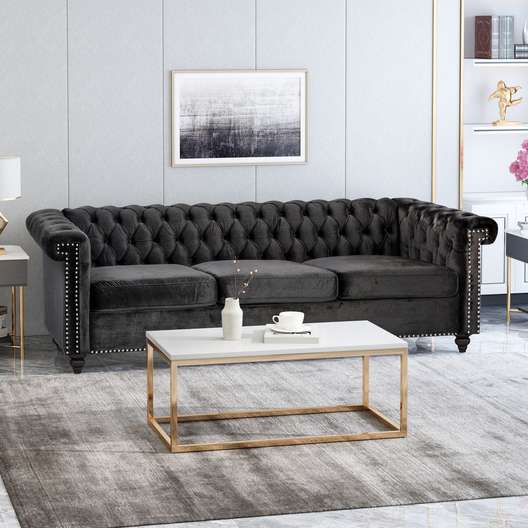 Zyiere Tufted Chesterfield 3 Seater Sofa-0