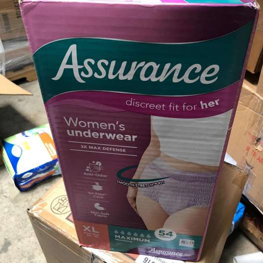 54 Count Assurance Women Incontinence & Postpartum Underwear Max