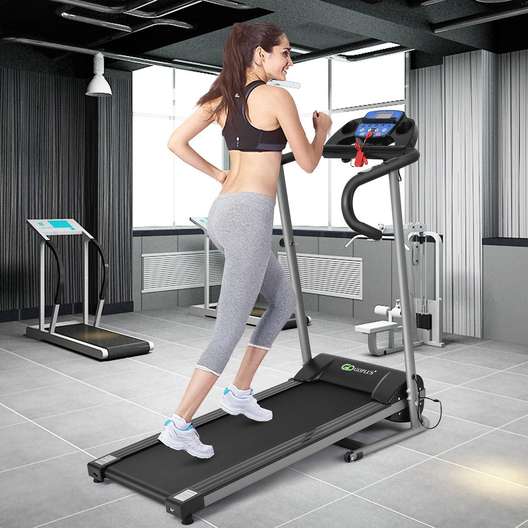Electric Folding Treadmill With Lcd Display And Heart Rate Sensor-2