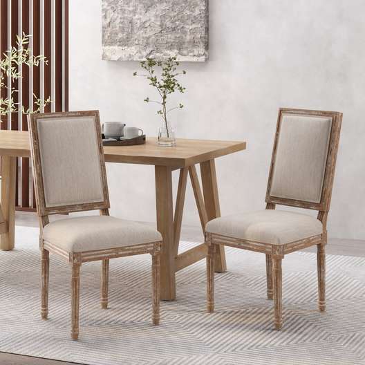 Set Of 2, Amy French Country Wood Upholstered Dining Chair-0
