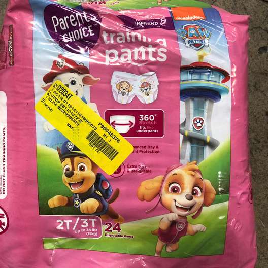 Paw Patrol, Parent's Choice Training Pants size 4, package opening