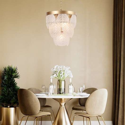 Modern Gold 4-Light Empire Style Chandelier Glass Pendant Lights For Dining Room - 15" D X 18" H-2
