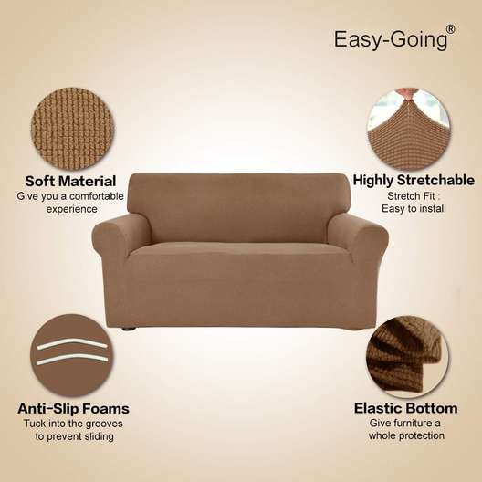 Easy-Going 1-Piece Stretch Sofa Cover, Camel-2