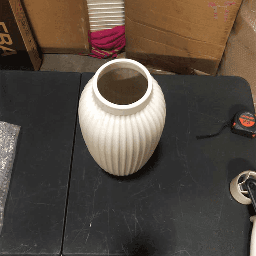 Sagebrook Home Ribbed Ceramic Vase, White-1
