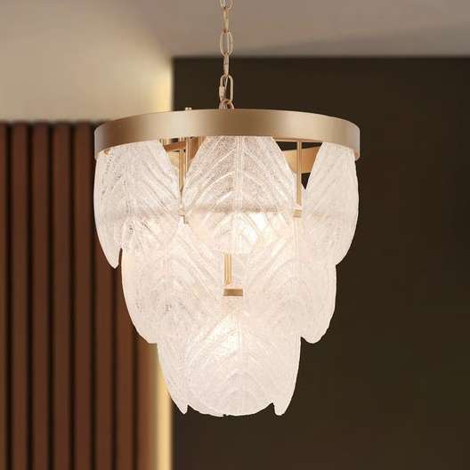 Modern Gold 4-Light Empire Style Chandelier Glass Pendant Lights For Dining Room - 15" D X 18" H-0
