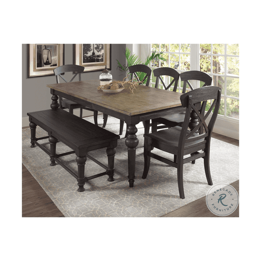 Riverside Furniture Harper Snowy Desert And Matte Black Extendable Rectangular Dining Table-4