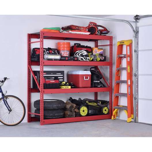 Husky 4-Tier Industrial Duty Steel Freestanding Garage Storage Shelving Unit In Red -2