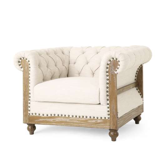Alejandro Chesterfield Tufted Fabric Club Chair With Nailhead Trim-2