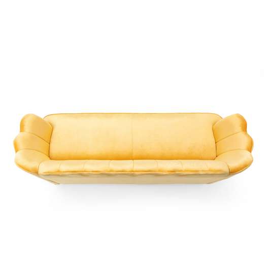 Ohnstad Modern Glam Velvet Channel Stitch 3 Seater Shell Sofa, Honey-3