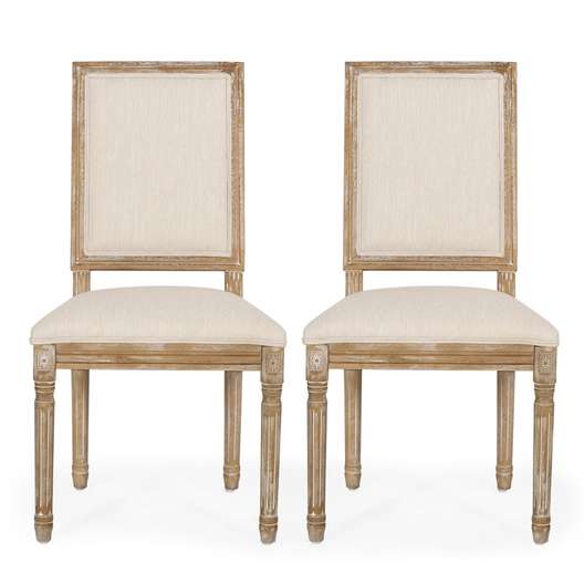 Set Of 2, Amy French Country Wood Upholstered Dining Chair-2