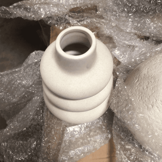 Sagebrook Home Ceramic Ribbed Ring Vase, White-1