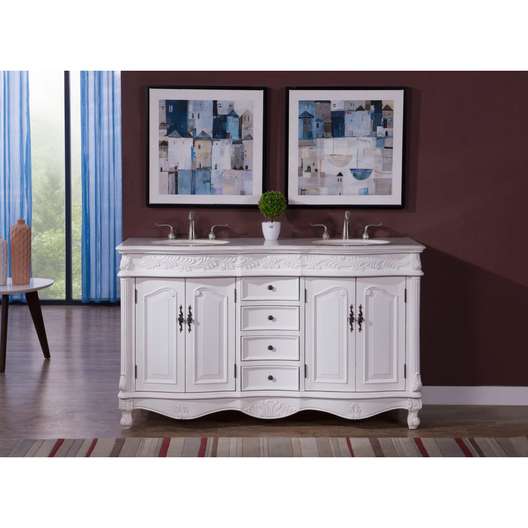 Elegant Lighting Winds 60" Free Standing Wide Vanity Set With Cabinet, Marble Top, And Undermount Sink-2