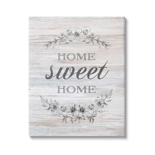36" X 48" Stupell Industries Home Sweet Home Floral Stencil Ornament Rustic Sign-0
