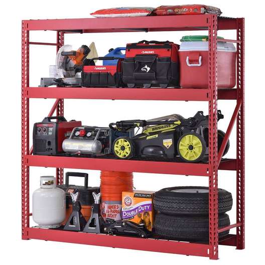 Husky 4-Tier Industrial Duty Steel Freestanding Garage Storage Shelving Unit In Red -0