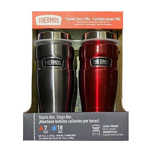 Thermos Stainless Steel King Travel Tumbler, 2-Pack Red And Silver By Brand  Veles